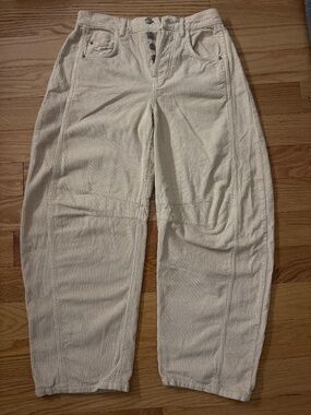 Free People Mid-Rise Cord Barrel Jeans